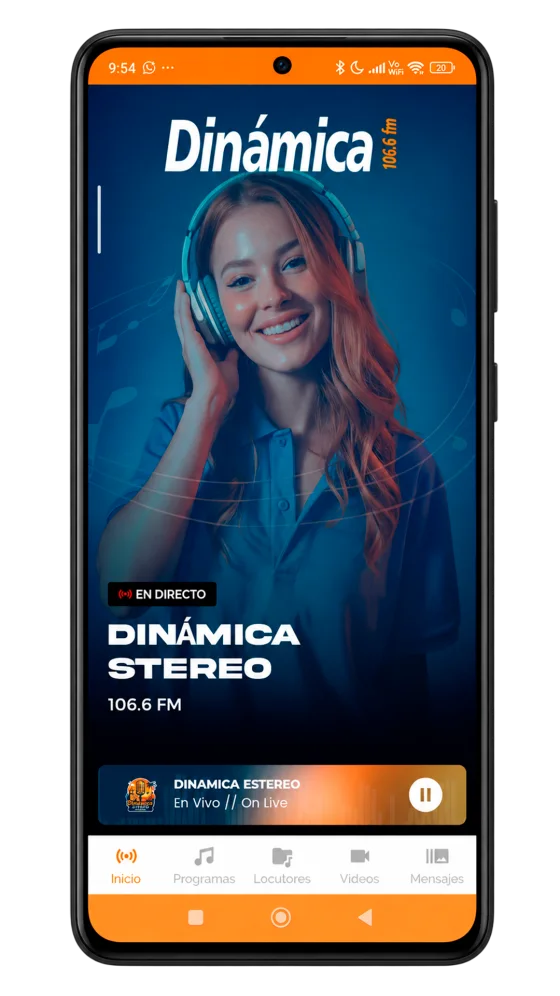 Aplicación móvil de Dinámica Stereo 106.6 FM